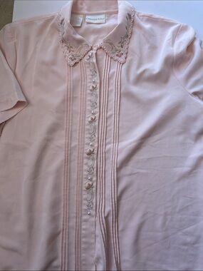 Christine Laure Pale light Pink Embroidered Blouse